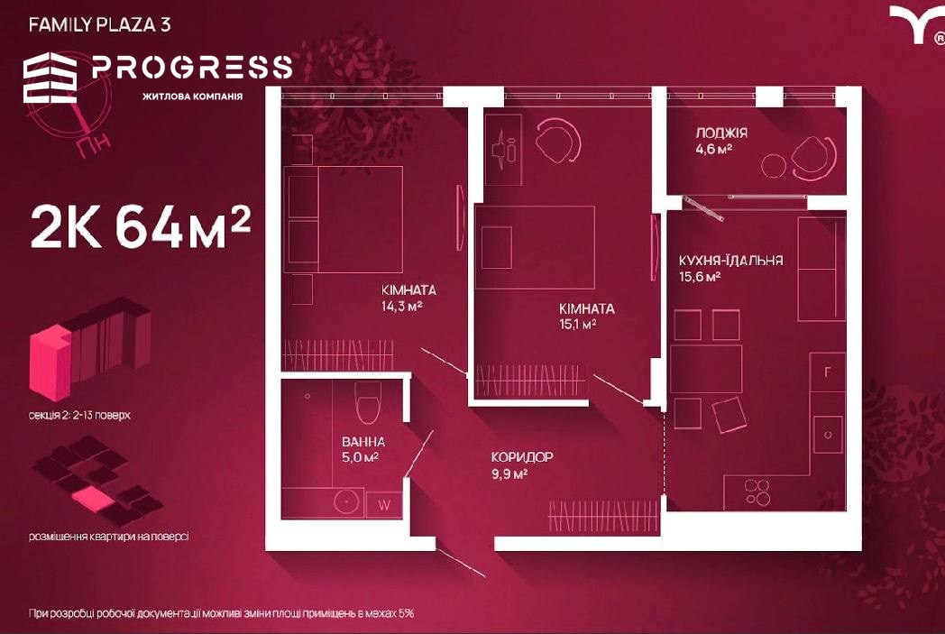 Продаж 2-кімнатної квартири в ЖК Family Plaza 3!!! 2