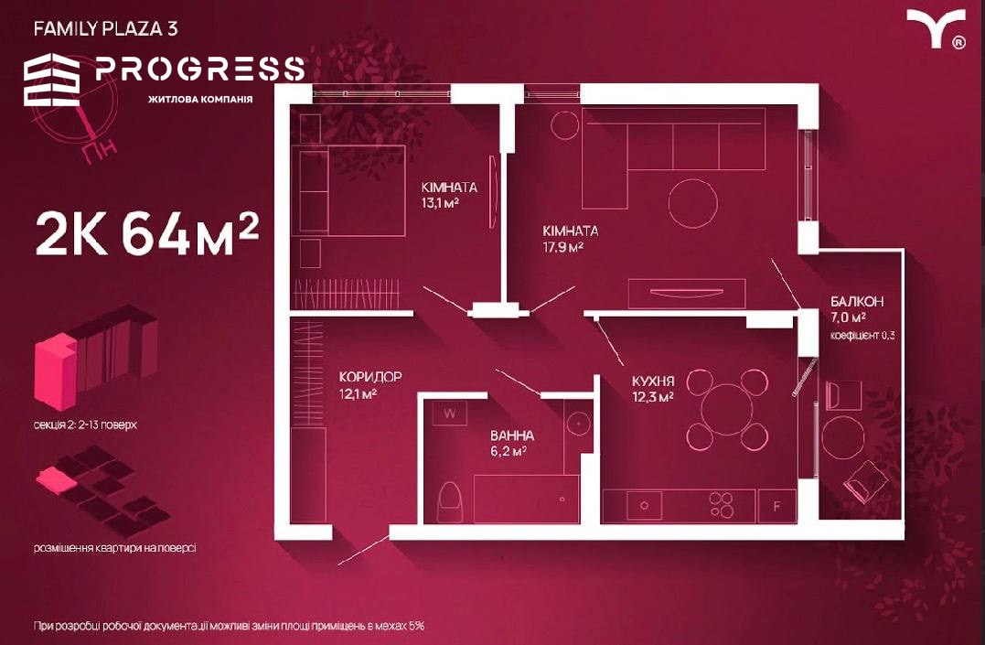 Продаж 2-кімнатної квартири в ЖК Family Plaza 3!!! 3