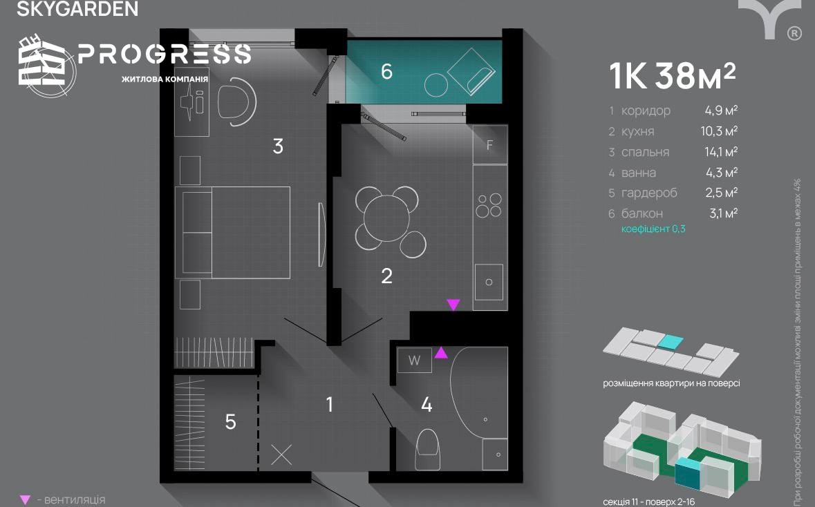 Продаж 1 кімнатної ексклюзивної квартири ЖК SkyGarden  - 3