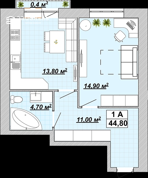 For sale 1‑room apartment in the Knyahynyn residential complex. - 1