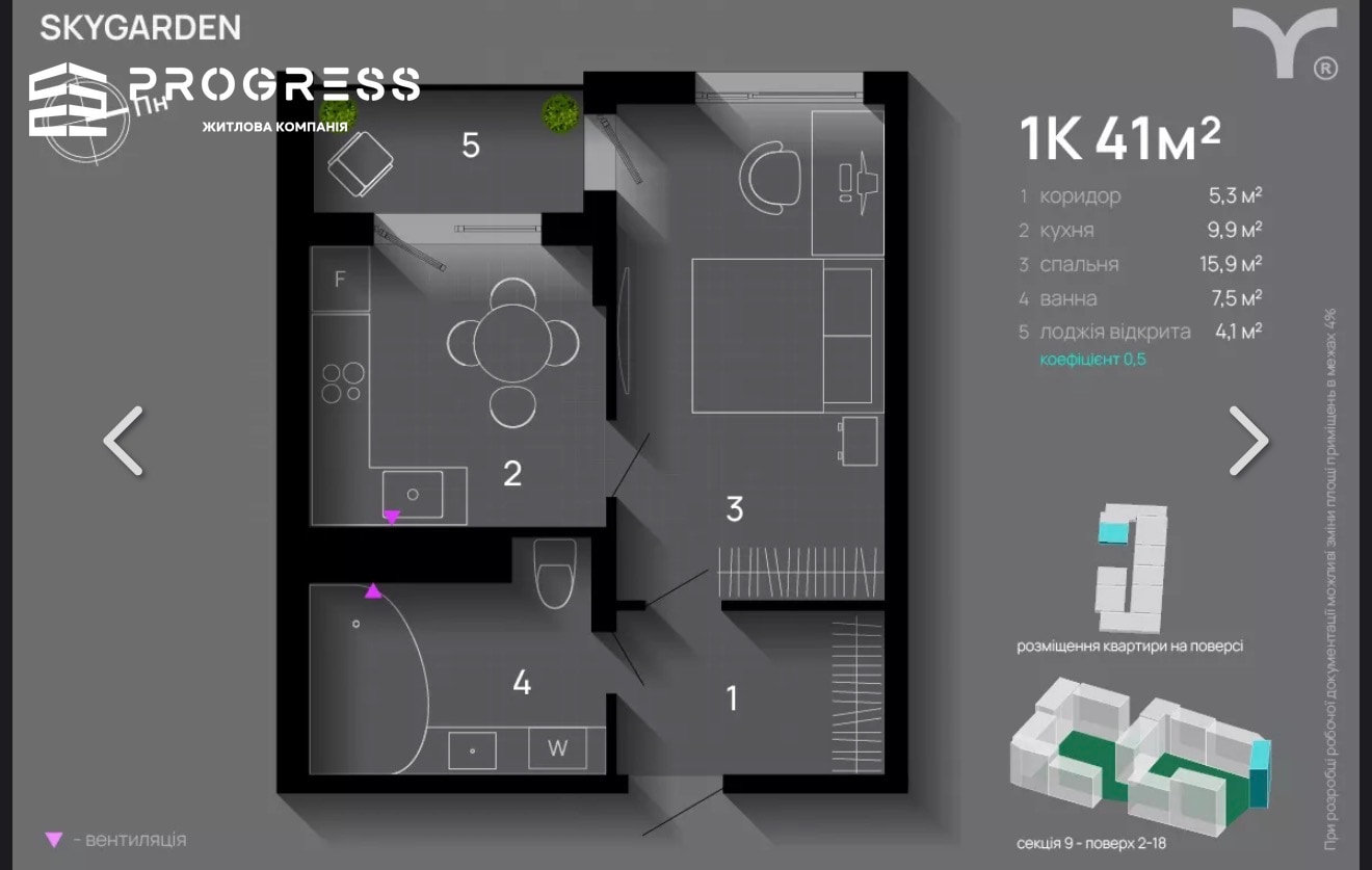 Продаж 1-кімнатної квартири ЖК SkyGarden  - 2