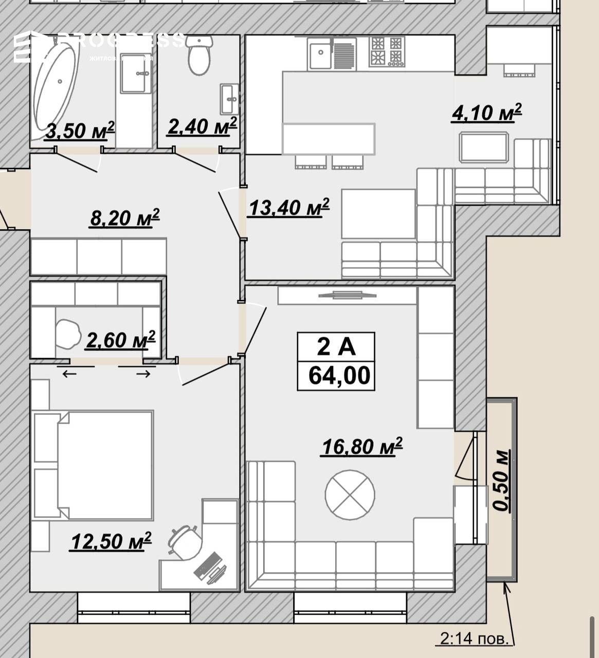 For sale: 2‑room apartment with a view in the city centre, with balcony. - 1