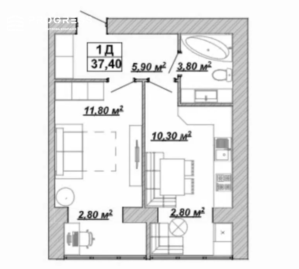 Продаж здана 1 кімнатна Центр Міста - 1
