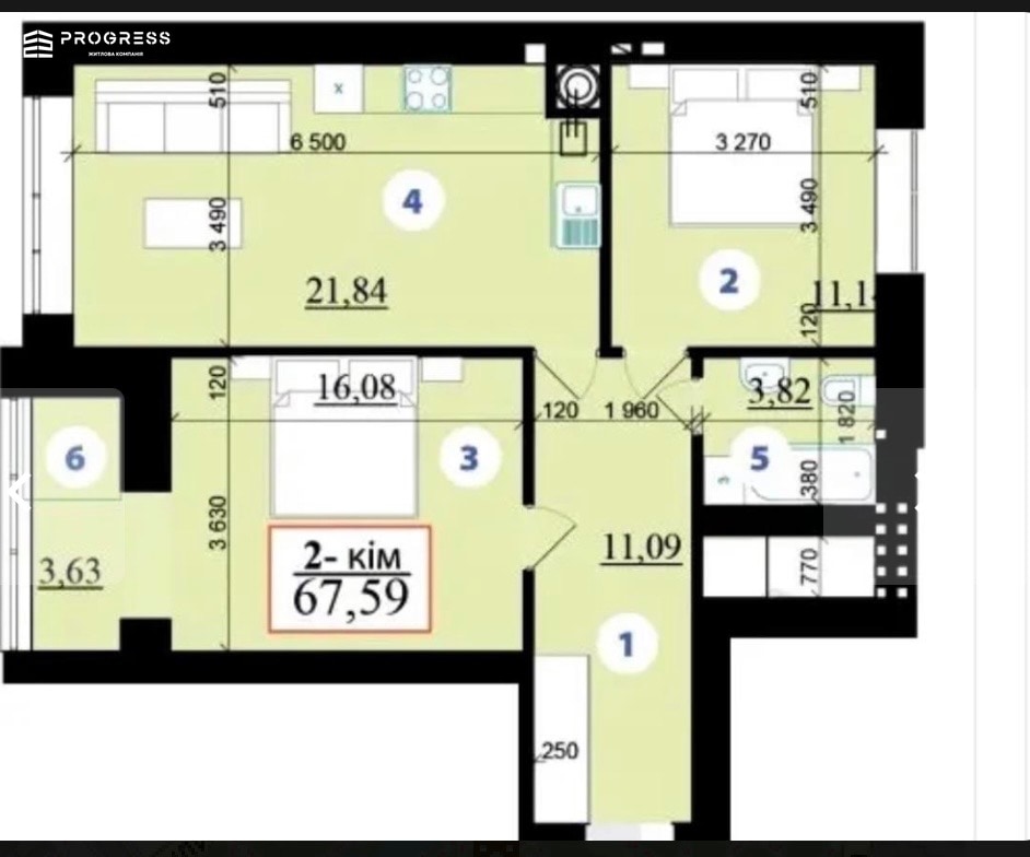 Sale of a 2-room Lipka 2 - 2