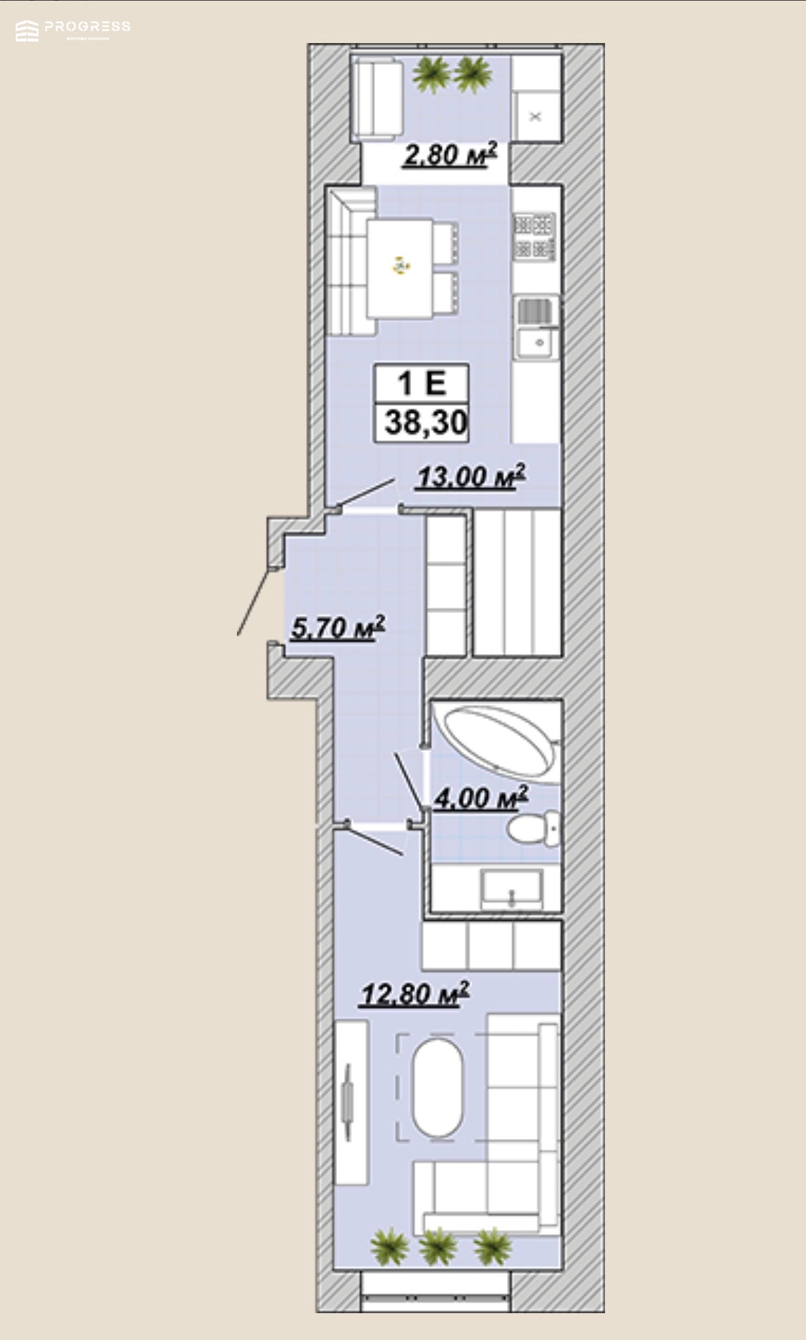 Sale of a 1‑room apartment in the Knyaginyn residential complex. City center. - 2