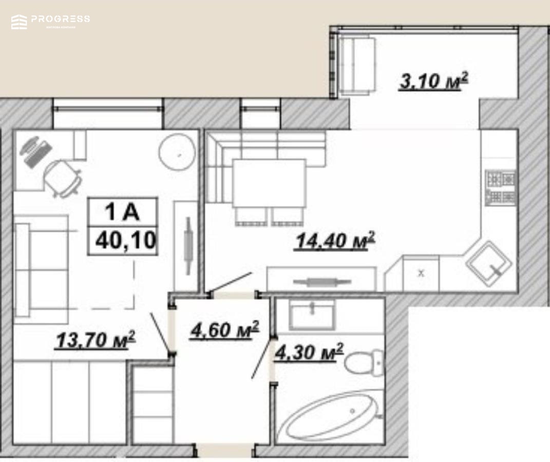 Sale of a 1‑room apartment in the Knyaginyn residential complex. Center. - 30