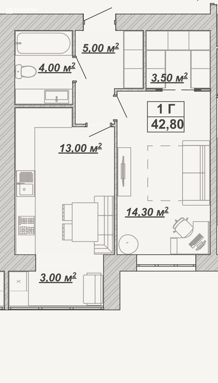 For Sale: 1‑room, City Center, Knyahynyn
